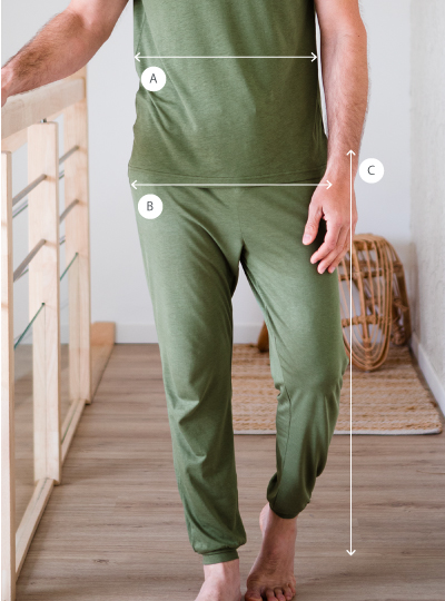 Guía de tallas de pantalones de pijama para hombre