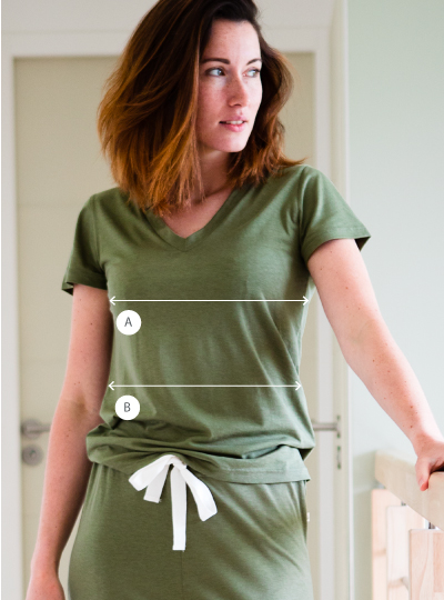 Guía de tallas de camisetas de pijama para mujer